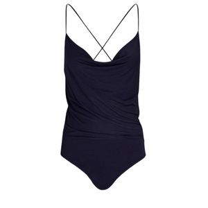 Intermix Blue Rihannon Scoop Neck Jersey Bodysuit medium nwt xsmall small